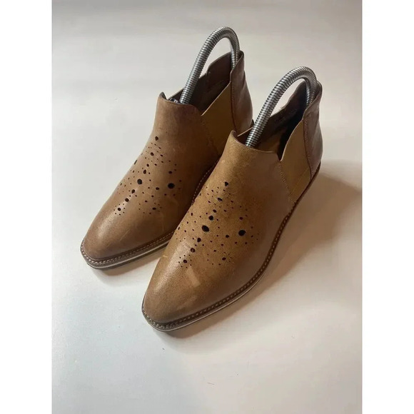 Kelsi Dagger Brooklyn Crestone Brown Leather Cut Out Ankle Booties Size 6.5 - Picture 1 of 8